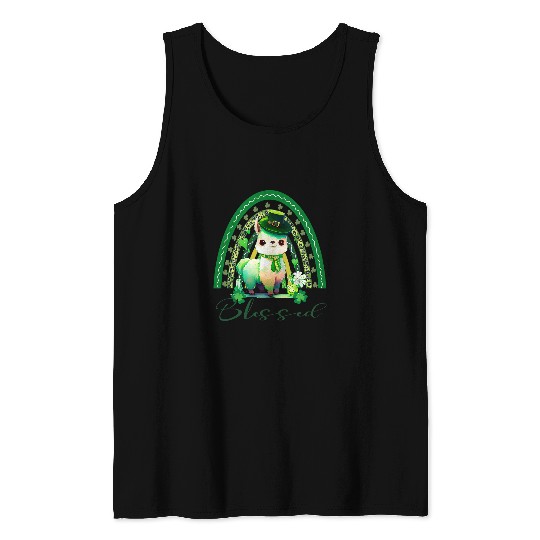 Llama Pet St Patricks Blessed Christian Rainbow Adorable Tank Tops