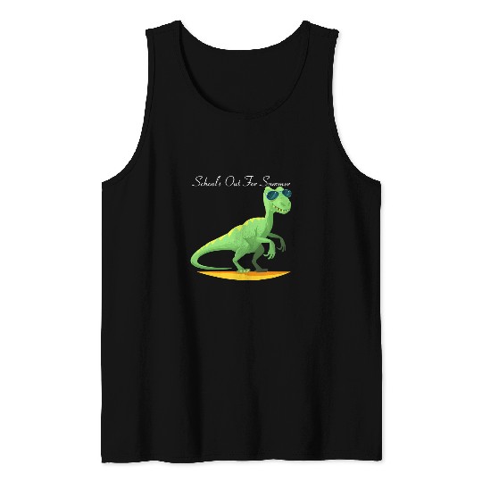 Dinosaur Pet Schools Out For Summer Vacation Break TRex Dinosaur 3 Tank Tops