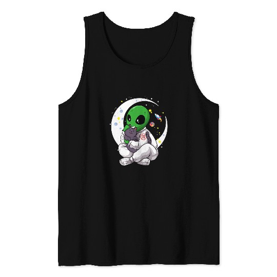 Aliens UFO Space Cat Alien Astronomy UFO Kitten Funny Cat Abduction 120 Tank Tops