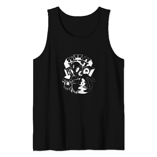Aliens UFO ACID Vinyl DJ Tekno VS Techno Frenchcore Rave Tank Tops