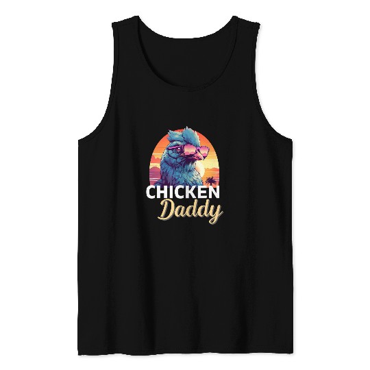 Chicken Pet Daddy Retro Synthwave Tank Tops