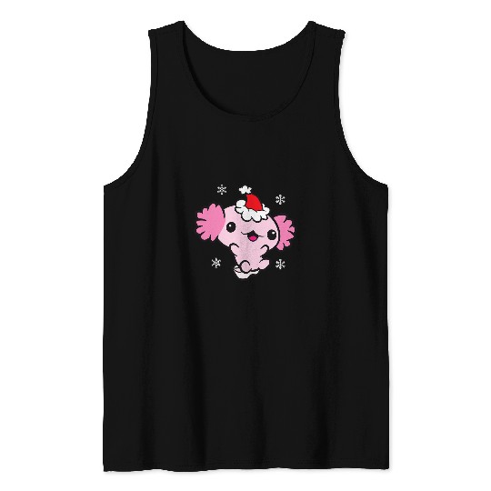 Axolotls Pet Christmas Hat Mexican Salamander Axolotls Tank Tops