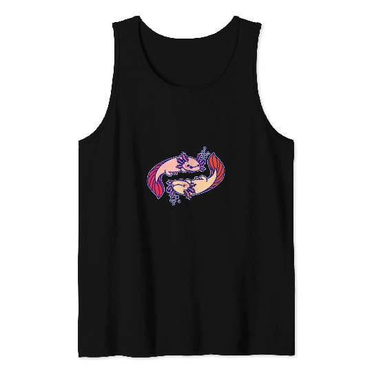 Axolotls Pet Cute Axolotls Animal Balance Ying Yang Kawaii Exotic Pet Art Tank Tops