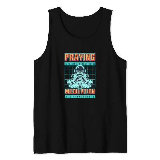 Meditation Gift for Boys Girls Zen Buddhism Fun Astronaut Tank Tops