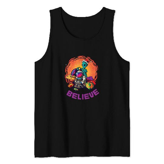 Aliens UFO Alien Christmas  2BELIEVE Tank Tops