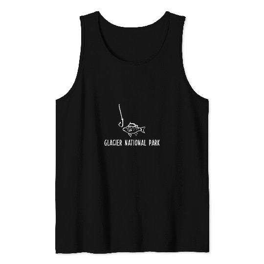 Fishing Fun Glacier National Park Montana Fish Hook Fishing Whimsical Tank Tops