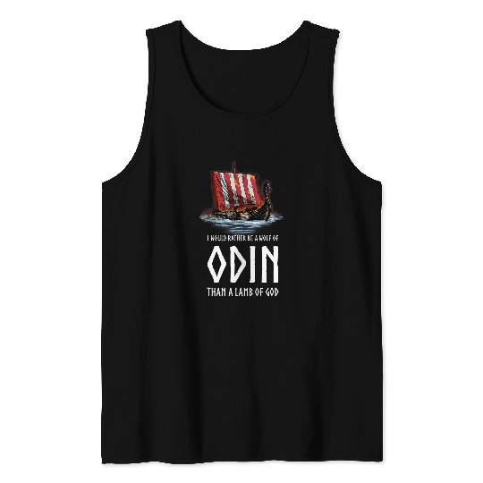 Coyote Mammal Viking Ship wolfs Of Odin vs Lamb Of God Norse Mythology Tank Tops