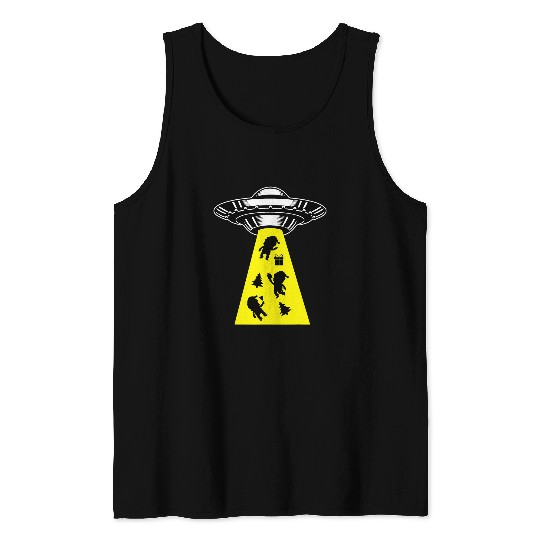 Aliens UFO Abduction Christmas Funny Alien ET xmass Holiday Tank Tops