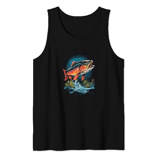 Fishing Fun Fly Fishing Arctic Char Brook Trout Fish 10 Tank Tops