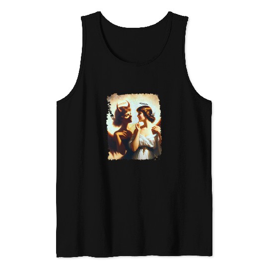 Angel Devil Mirror Image Ethereal Duality Portrait Tank Tops