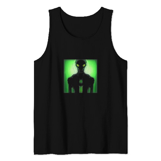 Aliens UFO Mechanical Devil With Black Oily Skin Blazing Tank Tops