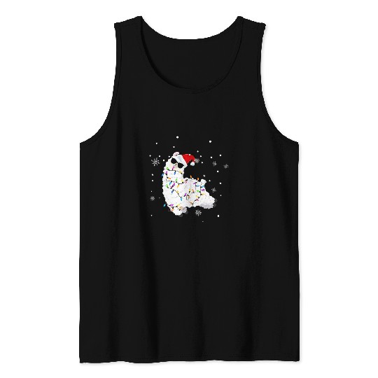 Llama Pet christmas llama santa hat cute llama christmas light Tank Tops