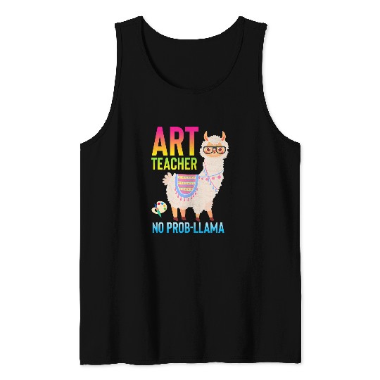 Llama Pet Funny Art Class Teacher No ProbLlama Llama Lover Gag Tank Tops