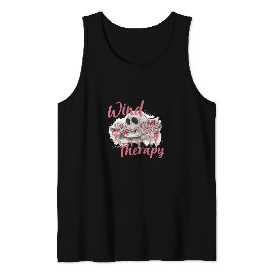 Wind Therapy Skull and Roses Floral Womens Motorcycle Tank Tops