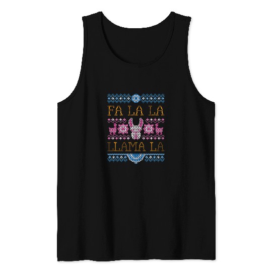 Llama Pet FUNNY CHRISTMAS LLAMA FA LA LA LLAMA UGLY xmass PAJAMA TOP Tank Tops