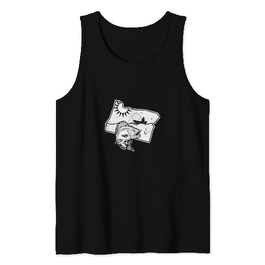 Fishing Fun Retro Fishing Oregon State Mountain Tank Tops