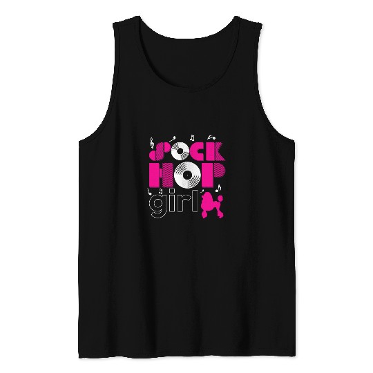 Sock Hop Girl Retro Vinyl Pink Poodle Sock Hop Girl Tank Tops