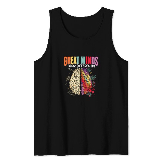 Autism Puzzle Minds Think ASD ADHD Autism Awareness Neurodiversity Tank Tops