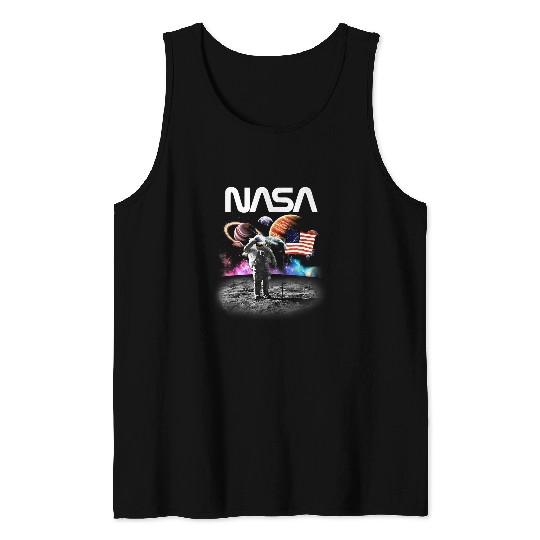 NASA Lunar Astronaut vintages Flag Neon Rainbow Galaxy Tank Tops