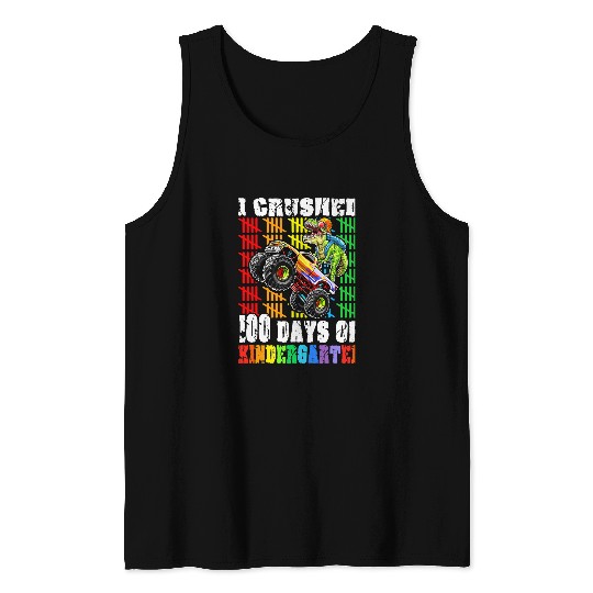Dinosaur Pet I Crushed 100 Days Of Kindergarten T rexs Dino Monster Truck Tank Tops