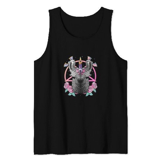 Llama Pet Pastel Goth Llama Pagan Creepy Menhera Farmer Tank Tops