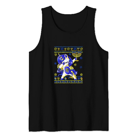 Unicorn Pet Hanukkah  Unicorn Holding Menorah Lover Proud Jewish Tank Tops