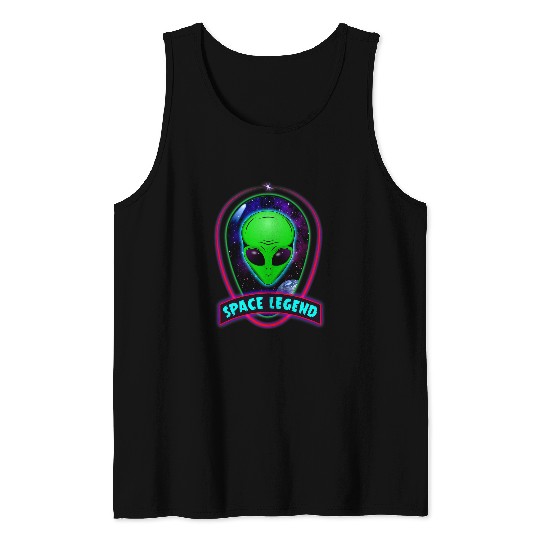Aliens UFO Space Legend Alien Universe Neon Pink believe in Ufos Tank Tops
