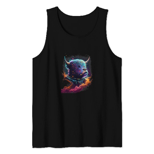 Cow Pet Astronaut Scottish Highland Cow Space Galaxy Tank Tops