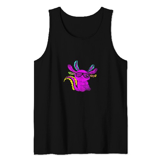 Axolotls Pet Cool Party Animal Sunglass Mexican Salamander Funny Axolotls Tank Tops
