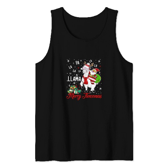 Llama Pet Christmas Llama Santa fa la la llama night 80 Tank Tops