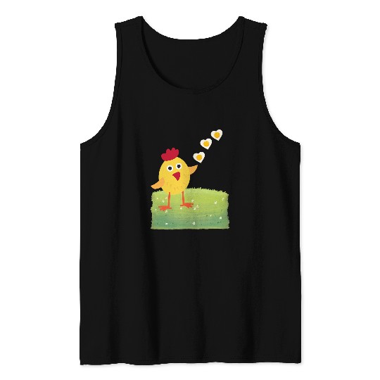 Chicken Pet Lover Design with Fried Egg Hearts Tank Tops