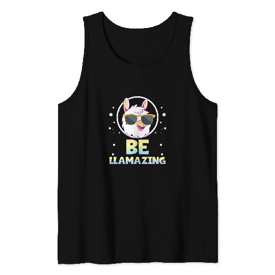Llama Pet Pastel Rainbow Amazing Llama Pun Be Llamazing Llama Lover Tank Tops