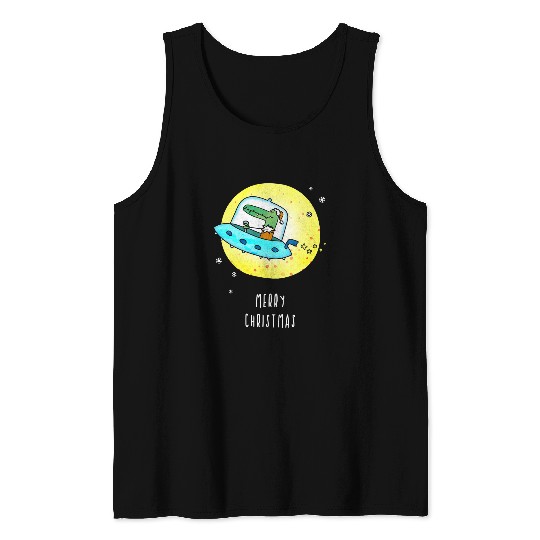 Alligator Pet Astronauts Funny Merry Rocking Space Crocodile Alligator Christmas Tank Tops