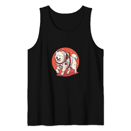 Samoyed Mars Funny Dog Astronaut Tank Tops