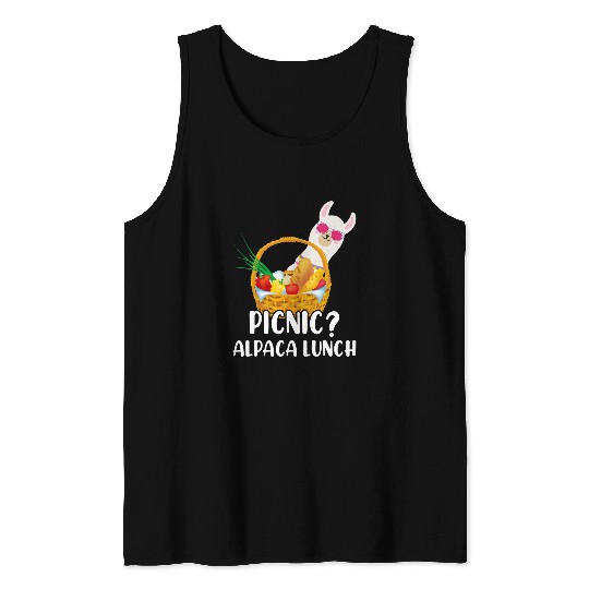 Llama Pet Picnic Alpaca Lunch Alpaca Wearing Sunglass Llama Picnic Tank Tops