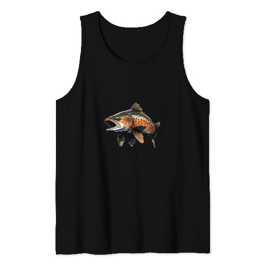 Fishing Fun Fly Fishing Rainbow Trout Fish 14 Tank Tops