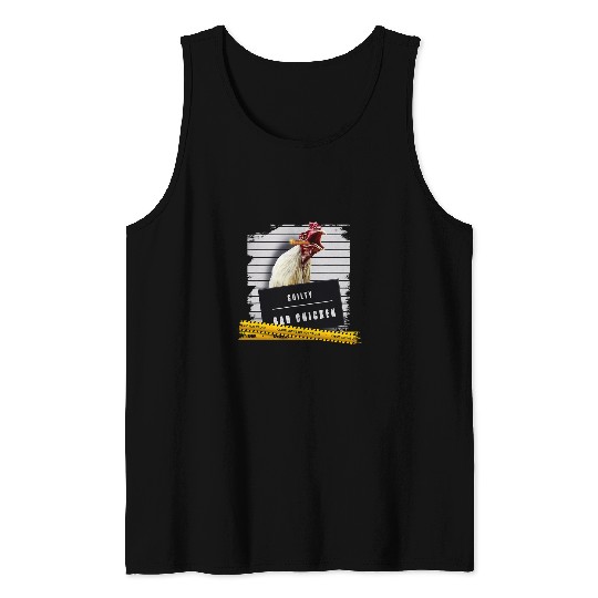 Chicken Pet Thug Chicken Mugshot Gangster Funny Tank Tops