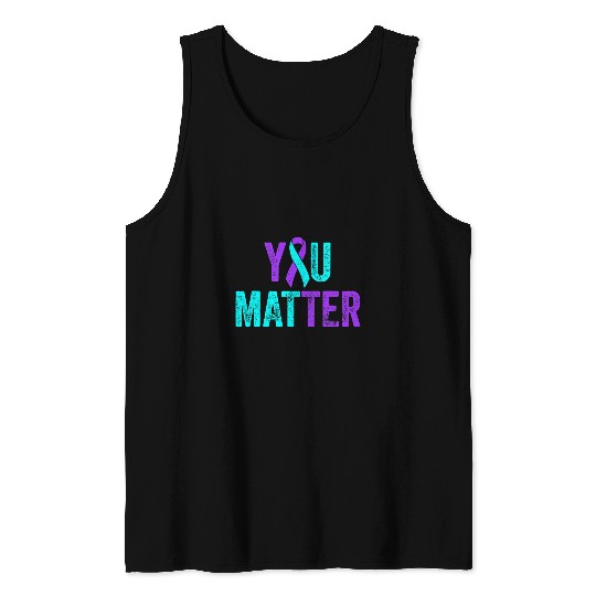 suicides Prevention 988 Ribbon You Matter suicides Prevention Teal Purple Awareness Ribbon 6 Tank Tops
