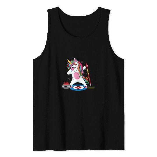 Unicorn Pet Magical  unicorn curling Player ice Sports Curling 2 Tank Tops