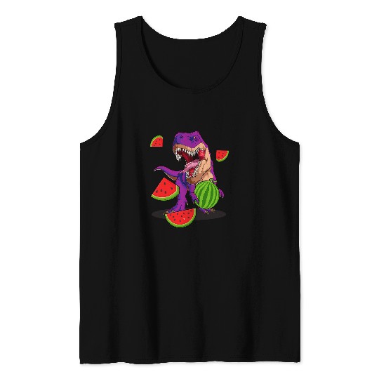 Dinosaur Pet Melonsaurus Watermelon Dinosaur Summer Tropical Fruits Tank Tops