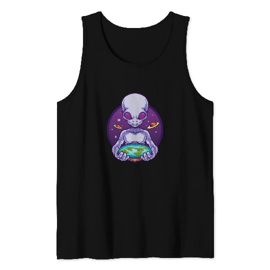 Aliens UFO Flat Earth Tank Tops