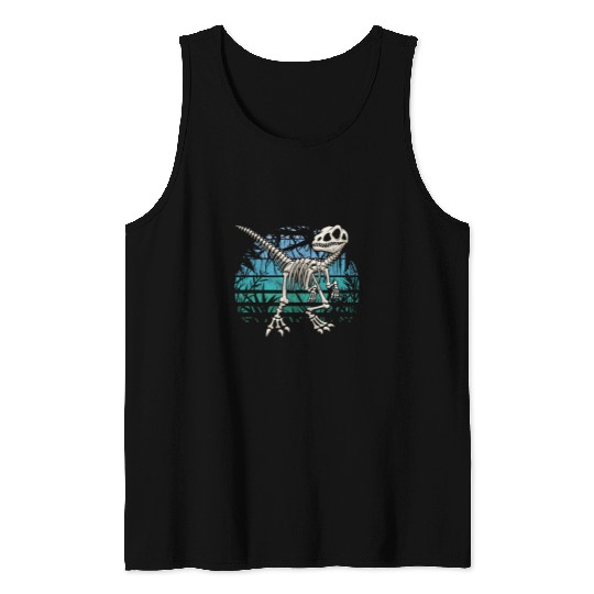 Dinosaur Pet Skull Raptor Velociraptor Blue Jungle Tank Tops
