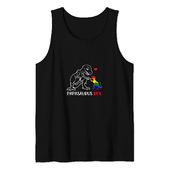 Dinosaur Pet LGBT Papasaurus rexs T rexs Dinosaur Proud Dad LGBT Pride Tank Tops
