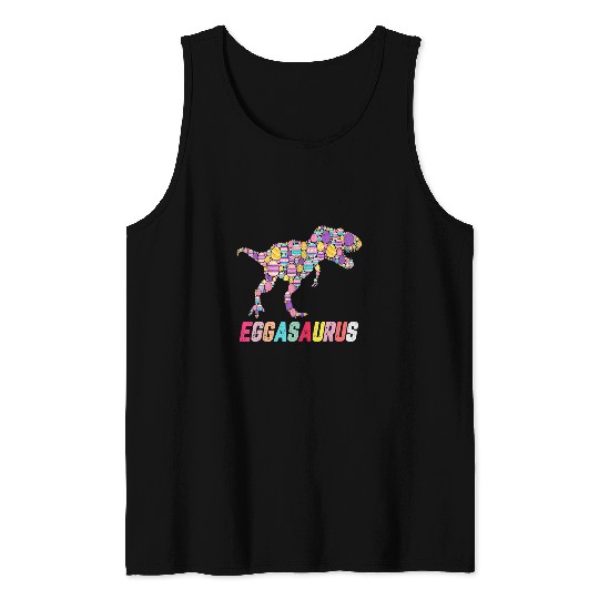 Dinosaur Pet Eggasaurus Stegosaurus Egg Dinosaur Happy Easter Day 3 Tank Tops