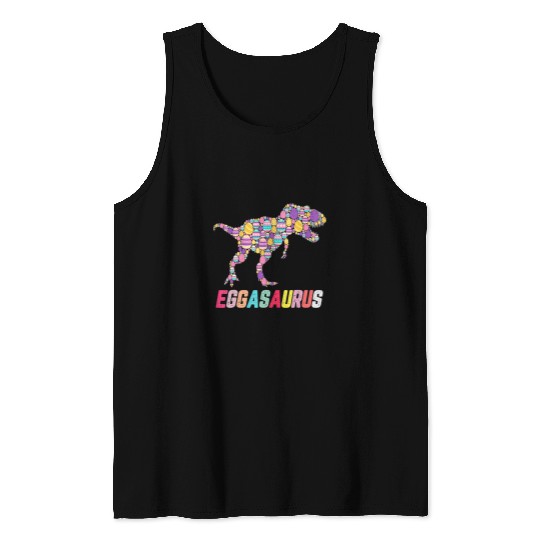 Dinosaur Pet Eggasaurus Stegosaurus Egg Dinosaur Happy Easter Day 3 Tank Tops