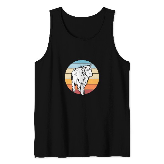 Cow Pet Retro Farm Animal Scottish Farmer Cattle Hairy Highland Cow Tank Tops