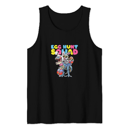 Dinosaur Pet Egg Hunt Squad Easter Bunny Tank Tops