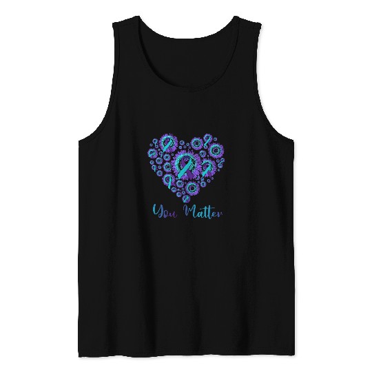 suicides Prevention 988 Ribbon You Matter suicides Prevention Teal Purple Awareness PH Tank Tops