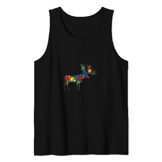 Autism Puzzle Moose Autism Puzzle for Women Men Kids 2Autism Awareness Tank Tops