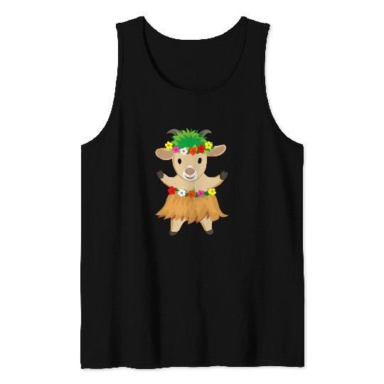 Goats Pet Funny Luau Party Aloha Hawaii Hula Tank Tops